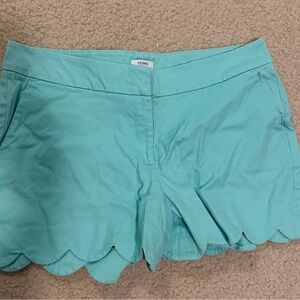 Crown & Ivy Teal Scalloped High Waist Shorts